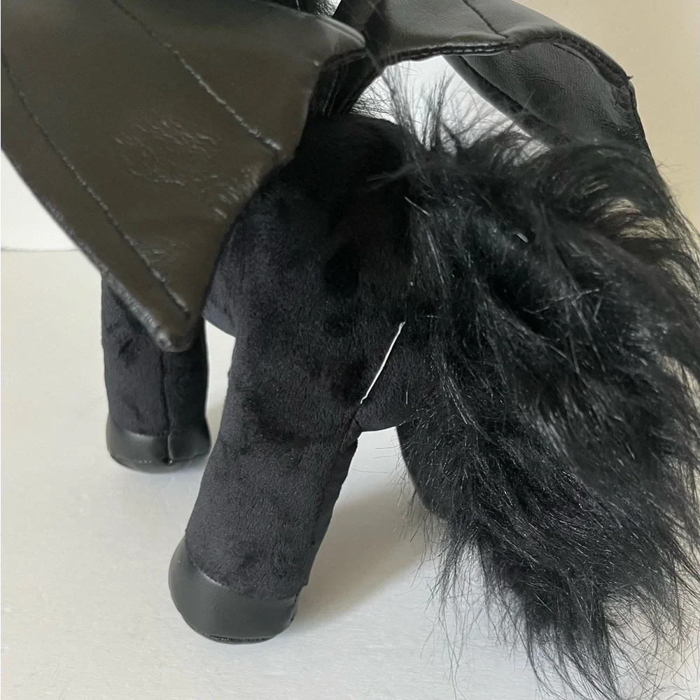 Black Unicorn Plush Stuffed Animal Dark Goth Plushie Punk Plush Faux Leather - Picture 8 of 10